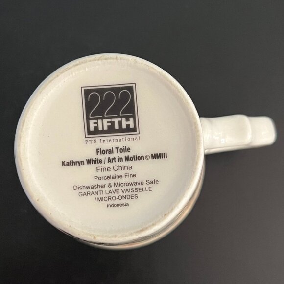 222 Fifth FLORAL TOILE  ~ Kathryn White / Art in Motion / Tapered Porcelain Cup - Picture 13 of 14